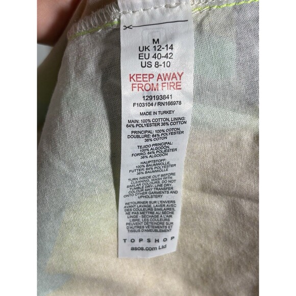 TOPSHOP Lemon Print Shorts Womens Med 8 10 Green Yellow Cotton Drawstring New 3" - Picture 11 of 11